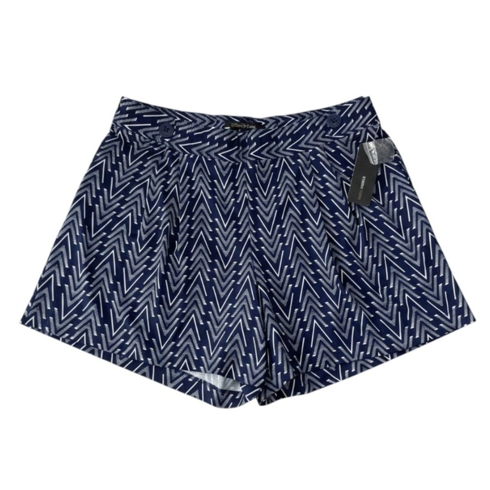 Robert Louis Navy White Geometric Chevron Pleated Shorts Womens XLarge NEW